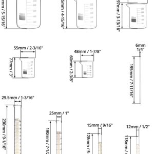 QWORK Thick Glass Measuring Beaker and Graduated Cylinder Set - Perfect for Science Labs, School Projects, and Home Labs, 50/100/ 250/500/ 1000 ml Beakers and 5/10/ 50/100 ml Cylinders