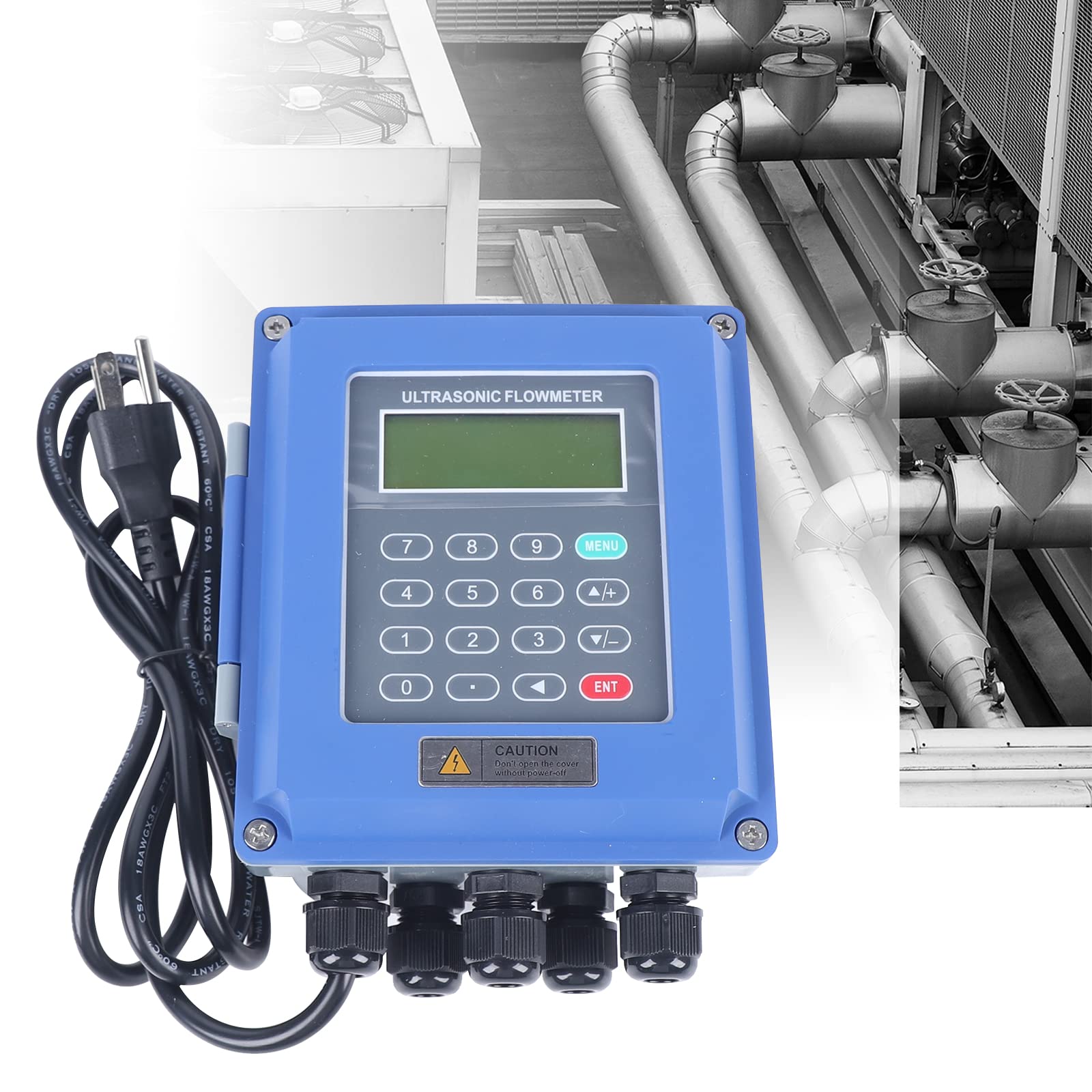 HENHAIY Digital Ultrasonic Flowmeter, Portable Ultrasonic Flow Meter, Sensor IP67, Liquid Ultrasonic Flow Meter Protection, TUF-2000B Ultrasonic Flowmeter, Wall Mounted Flowmeter