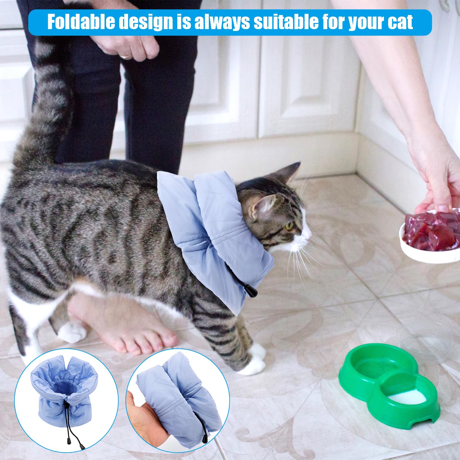 PEUTIER Cat Recovery Collar, Soft Adjustable Cat Cone, Cat Elizabethan Collar Cat Neck Protective Collar Neck Collar After Surgery for Cats Kitten Prevent from Licking Wounds (S)