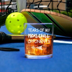 Futtumy Tears of My Pickleball Opponents Whiskey Glass, Funny Pickleball Gifts for Men Friend Pickleball Lovers Coworker, Pickleball Lover Gifts for Birthday Christmas, 10oz Pickleball Rock Glass