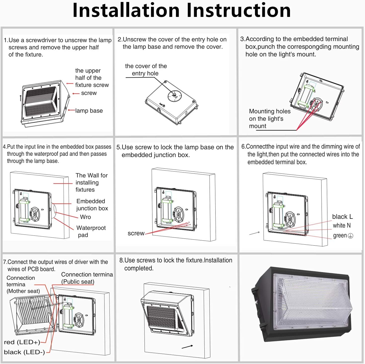 1Pack-Dusk to Dawn 180W LED Wall Pack Light Fixture, 25200LM 1500W HPS/HID Equivalent,100-277V, 5000K Daylight Commerical/Industrial Outdoor Security lighting, Waterproof for Entrance,Warehouse