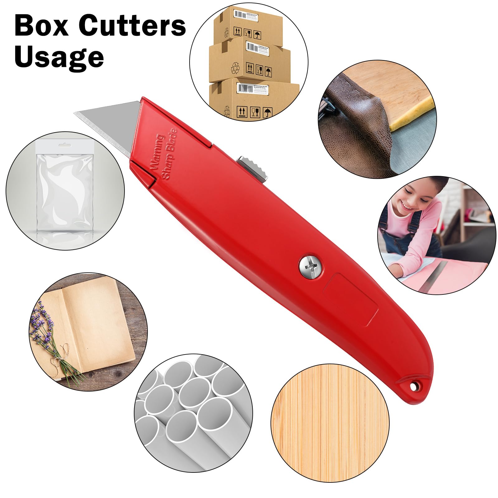 Reginary 40 Pcs Box Cutter Bulk Utility Knife Heavy Duty Retractable Knife Sturdy Aluminum Box Cutter Safety Razor Knife for Ropes, Boxes, Cartons, Plastics, DIY and Cardboard