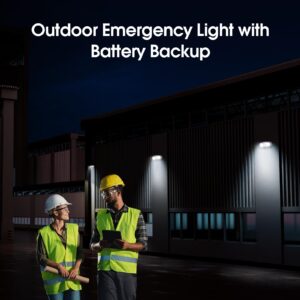 Outdoor Emergency Light with Battery Backup, Exterior Emergency Exit Lights Hardwired, Wet Location LED Egress Lights, Waterproof Commercial Emergency Lighting Fixture, 120-347V, UL Listed(2 Pack)