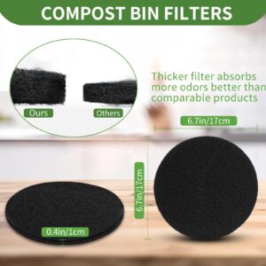 SAIQIANG 6 Pack Compost Filters for Countertop Bin, 6.7 inch Compost Bin Filters Charcoal, Thickening Compost Bin Filter Activated Charcoal Filters for Compost Bucket Bin Filters Replacement