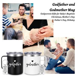 LiqCool Godparents Proposal Gift, Godmother & Godfather Mug Set with Keychain, Godparents Gift for Godmother Godfather, Will You be My Godparents Proposal, Christmas Baptism 12 Oz Black & White