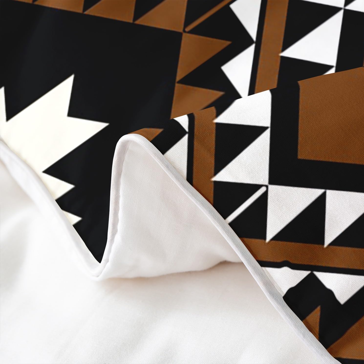 100% Cotton Rustic Western Queen Bedding Set for Men,Southwestern Aztec Comforter Cover Bohemian Duvet Cover Ethnic Mexican Style Geometric Diamond Quilt Cover Brown Black White Farmhouse Room Decor