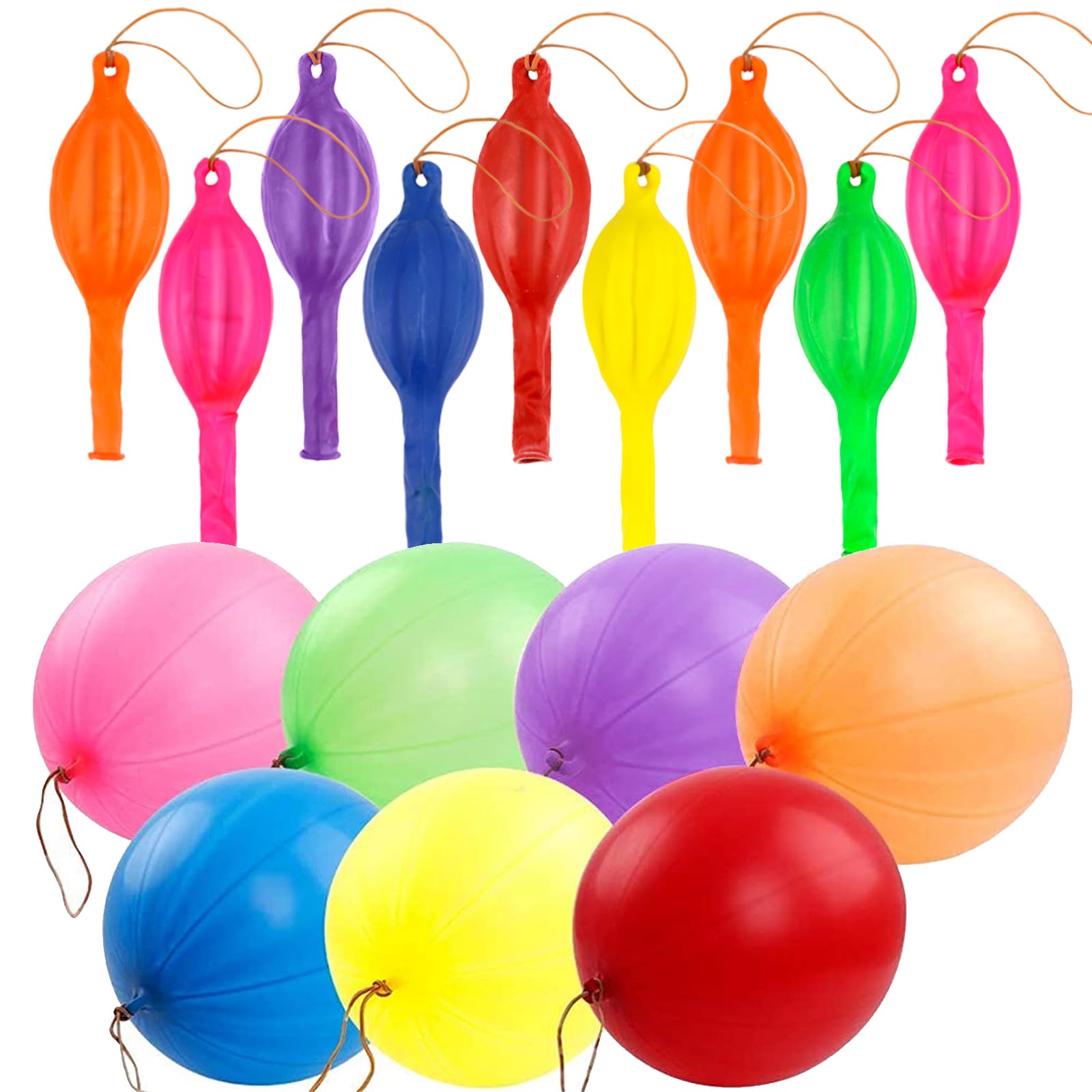 RUBFAC 12 Punch Balloons Punching Balloon Heavy Duty Party Favors For Kids, Bounce Balloons with Rubber Band Handle for Birthday Party