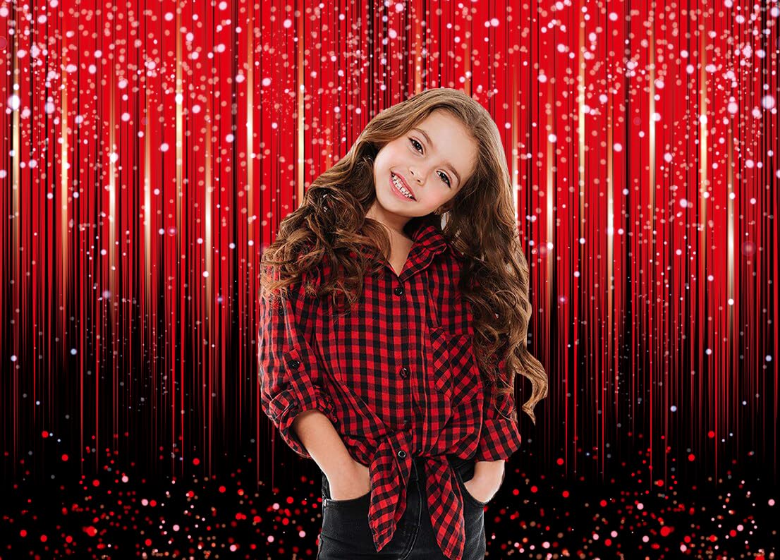 Red Glitter Backdrop for Photography Black and Red Bokeh Sequin Spots Birthday Party Background Baby Shower Winter Christmas New Year Party Decorations Photo Props