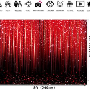 Red Glitter Backdrop for Photography Black and Red Bokeh Sequin Spots Birthday Party Background Baby Shower Winter Christmas New Year Party Decorations Photo Props