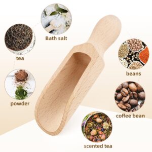 1 Pcs Wooden Spoons, 5.5 In Natural Beech Wood Bath Salt Scoop for Flour, Bath Salt, Sugar, Cereal, Coffee and More