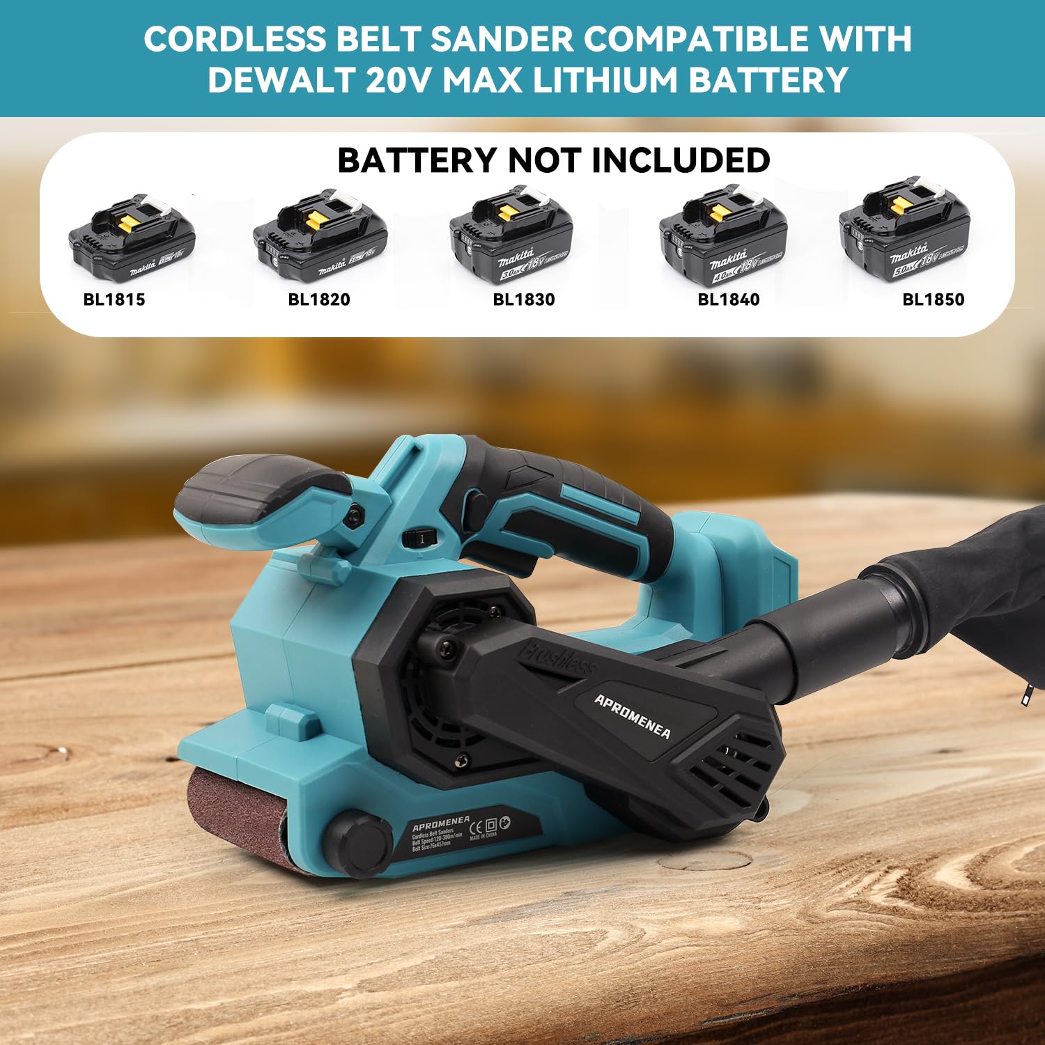 Cordless Belt Sander,18 Inch for Makita Battery 18V, Brushless Electric Power Belt Sander with 6 Variable-speed,Portable Handheld Belt Sander Professional Polishing Tool for Rust Removal,Woodworking