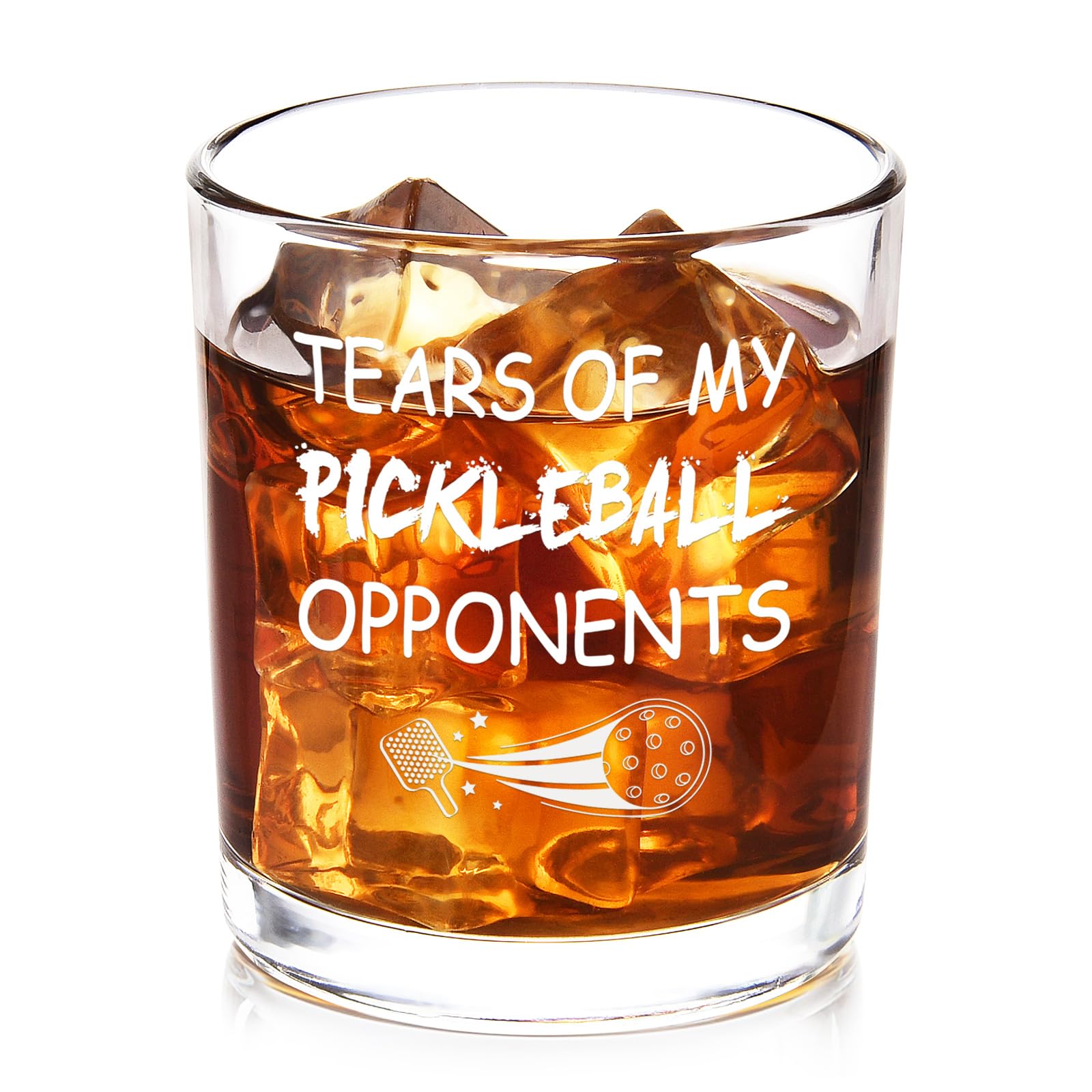 Futtumy Tears of My Pickleball Opponents Whiskey Glass, Funny Pickleball Gifts for Men Friend Pickleball Lovers Coworker, Pickleball Lover Gifts for Birthday Christmas, 10oz Pickleball Rock Glass