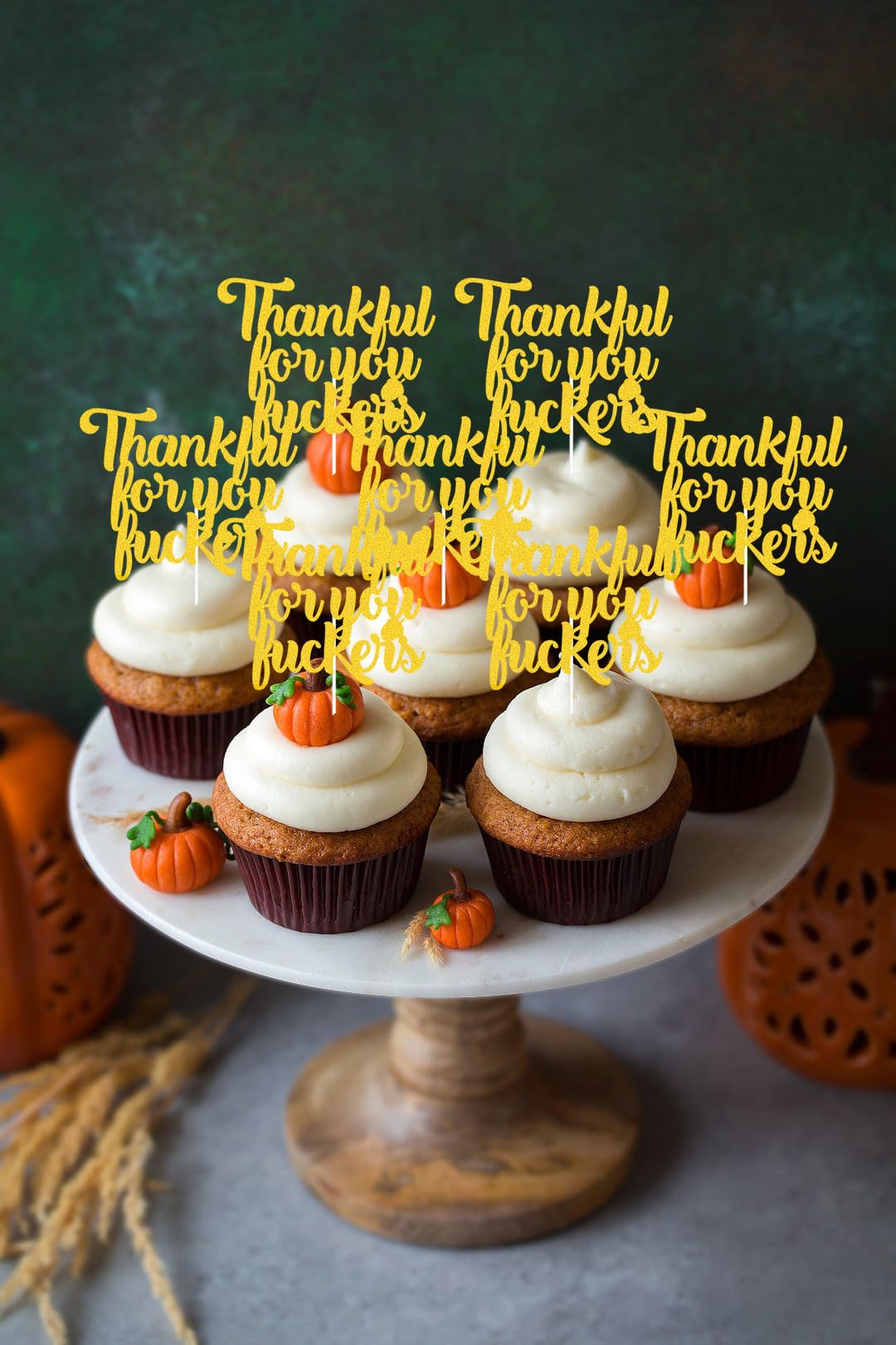 Friendsgiving Cupcake Toppers, Happy Friendsgiving Party Decorations, Thankful Cake Topper, Thanksgiving Party Decorations, TFYFXCP Thanksgiving Cupcake Toppers for Friendsgiving Decorations, 30Pcs