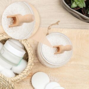 1 Pcs Wooden Spoons, 5.5 In Natural Beech Wood Bath Salt Scoop for Flour, Bath Salt, Sugar, Cereal, Coffee and More