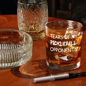 Futtumy Tears of My Pickleball Opponents Whiskey Glass, Funny Pickleball Gifts for Men Friend Pickleball Lovers Coworker, Pickleball Lover Gifts for Birthday Christmas, 10oz Pickleball Rock Glass