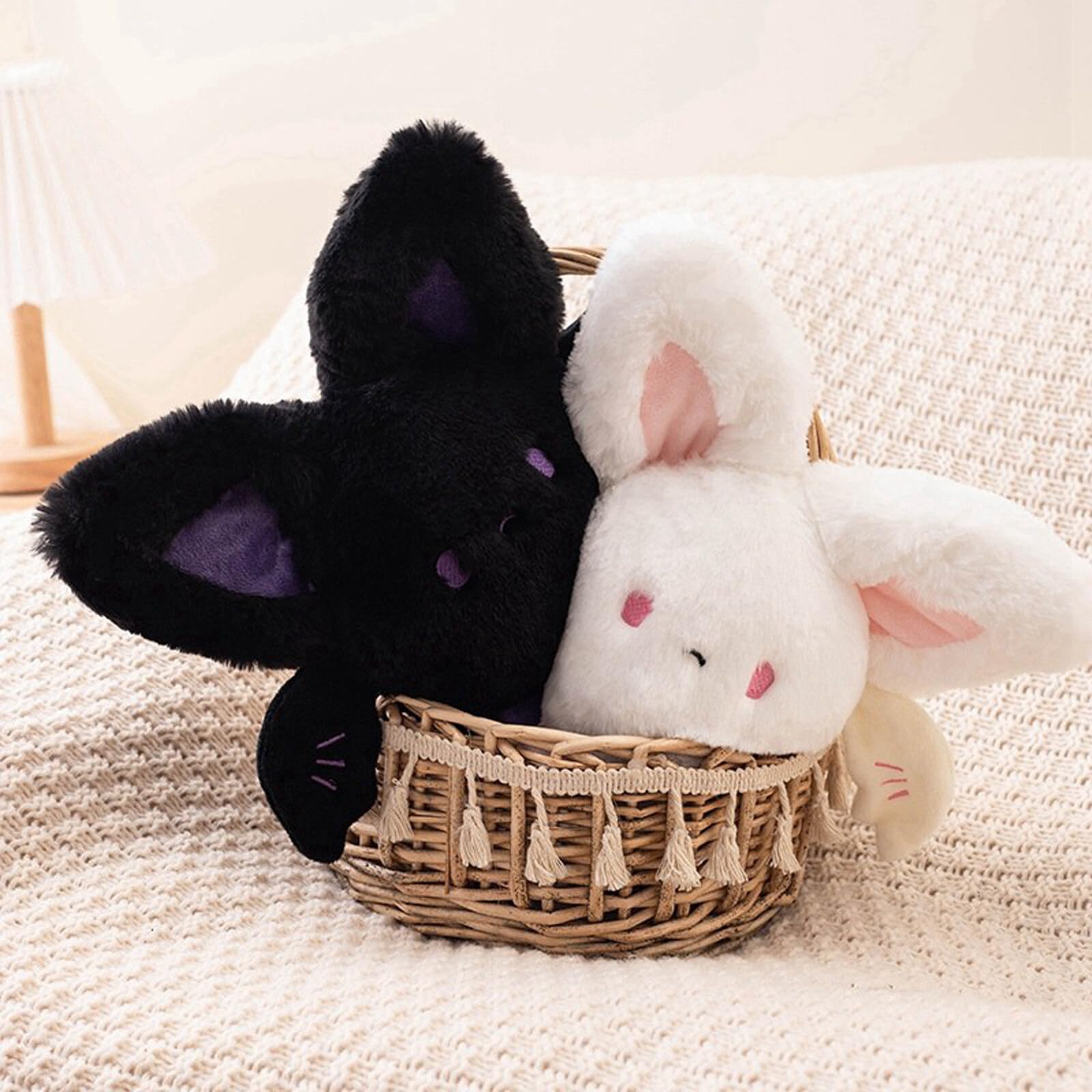 INSTITIZER Bat Stuffed Animal Plush, Halloween Bat Plush Toys, Black Bat Pillow Plush, Halloween Stuffed Bat Gift for Girls Boys(7.8 Inch, Black)