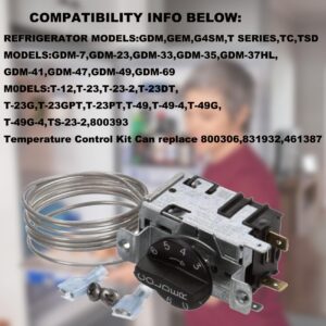 800393 Refrigerator Temperature Control Kit,Compatible with True Refrigerators Parts,Freezer Thermostat,Refrigerator Thermostat,Replace 800306,831932,461387,Fit TC,TSD,T Series,GDM,GEM,G4SM