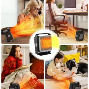 XIUREI Space Heater, Desk Heater with 600W, 45° Adjustable Angle, Tip-Over & Overheat Protection, Dual Heat Settings, Small Electric Heater for Indoor Office Use, Black