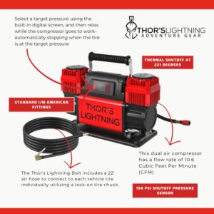 Portable Automatic Air Compressor 12V Battery Powered Lightning Bolt TotalControl True Dual Air Compressor