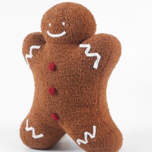 DALIYREPAL Moptrek Christmas Decoration Cute Plush Sherpa Gingerbread Man Cushion Pillow with Filling Soft Garden Sculpture Outdoor Decoration