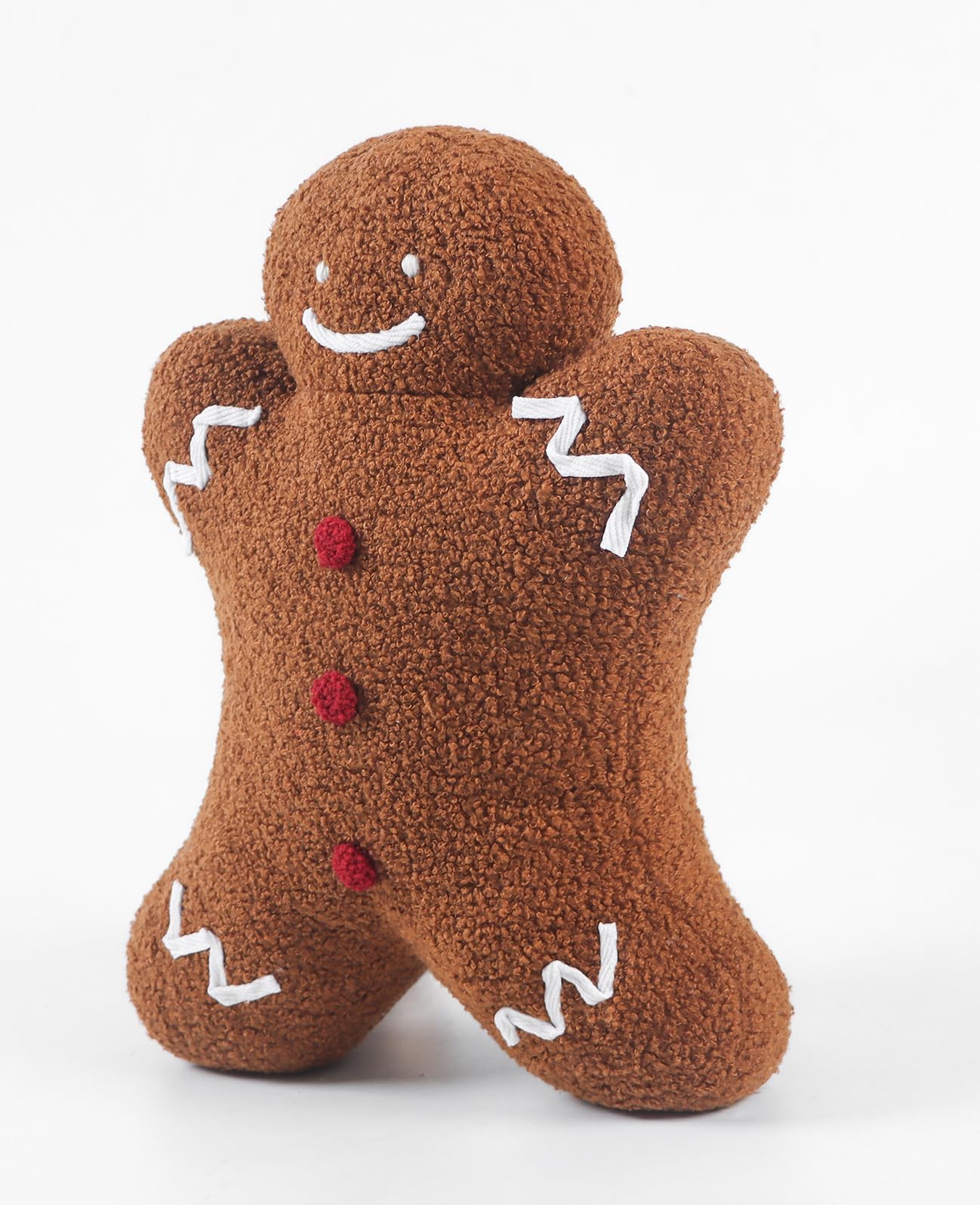 DALIYREPAL Moptrek Christmas Decoration Cute Plush Sherpa Gingerbread Man Cushion Pillow with Filling Soft Garden Sculpture Outdoor Decoration