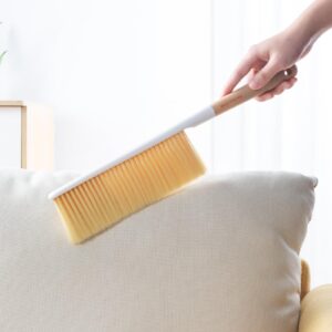 OSCIOSS Hand Broom Cleaning Brush, Soft Bristle Dust Brushes with Wood Handle, Household Cleaning Brushues for Car, Carpet, Garden, Clothes, Various Furniture Such As Beds, Sofas (Natural)