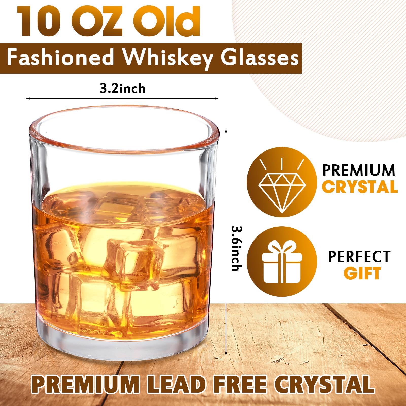 Hoolerry 18 Pieces Old Fashioned Whiskey Glasses 10 oz Rocks Glasses Cocktail Glasses Bourbon Glass for Whiskey Bourbon Liquor and Cocktail Drinks Gift for Men Women Home Bar (Classic)