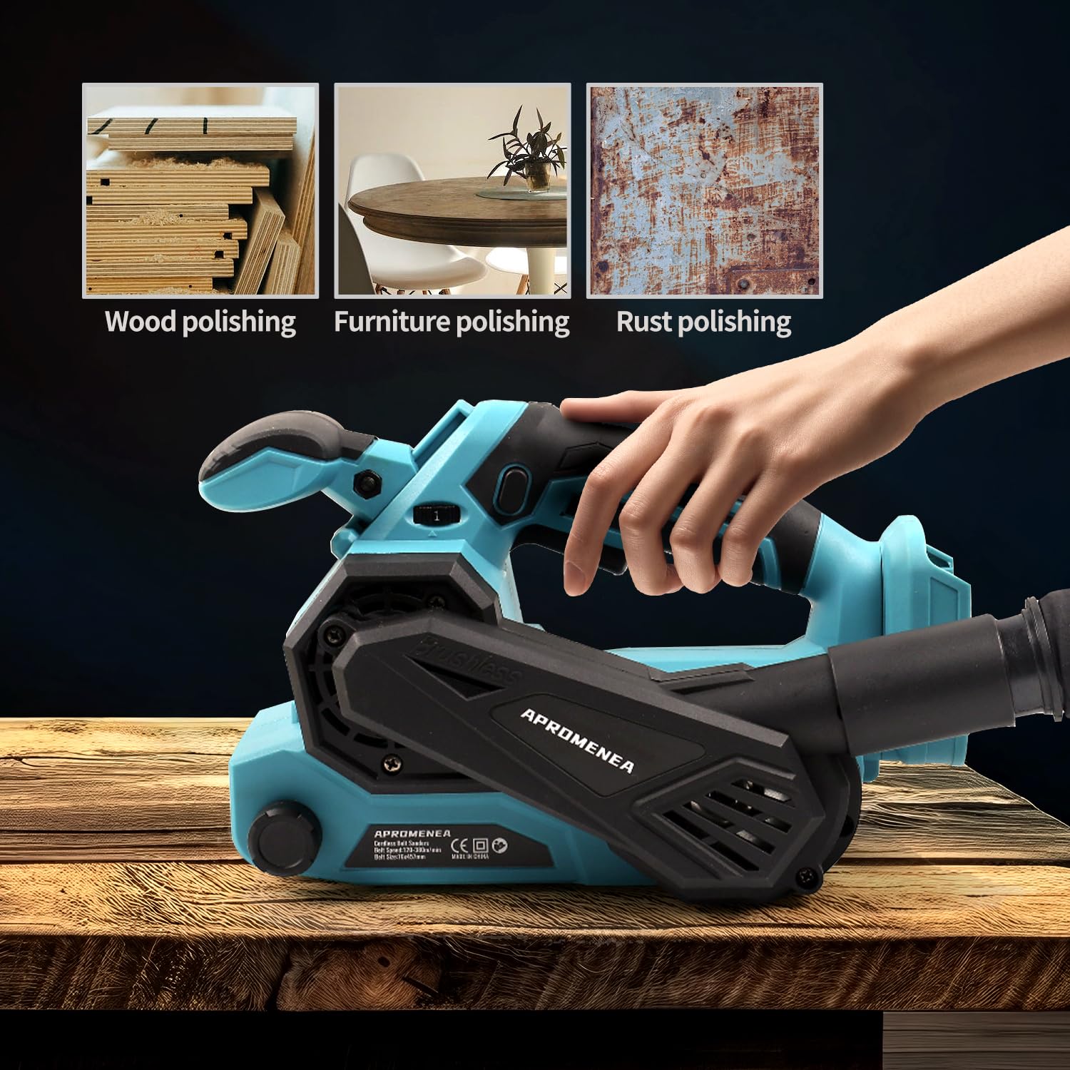 Cordless Belt Sander,18 Inch for Makita Battery 18V, Brushless Electric Power Belt Sander with 6 Variable-speed,Portable Handheld Belt Sander Professional Polishing Tool for Rust Removal,Woodworking