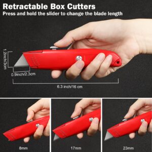 Reginary 40 Pcs Box Cutter Bulk Utility Knife Heavy Duty Retractable Knife Sturdy Aluminum Box Cutter Safety Razor Knife for Ropes, Boxes, Cartons, Plastics, DIY and Cardboard