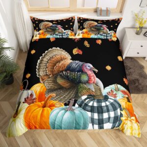 thanksgiving day gifts duvet cover for girls women fall season bedding set king thanksgiving turkey comforter cover autumn harvest bedspread cover rustic farm maple leaf pumpkin fall season bedding