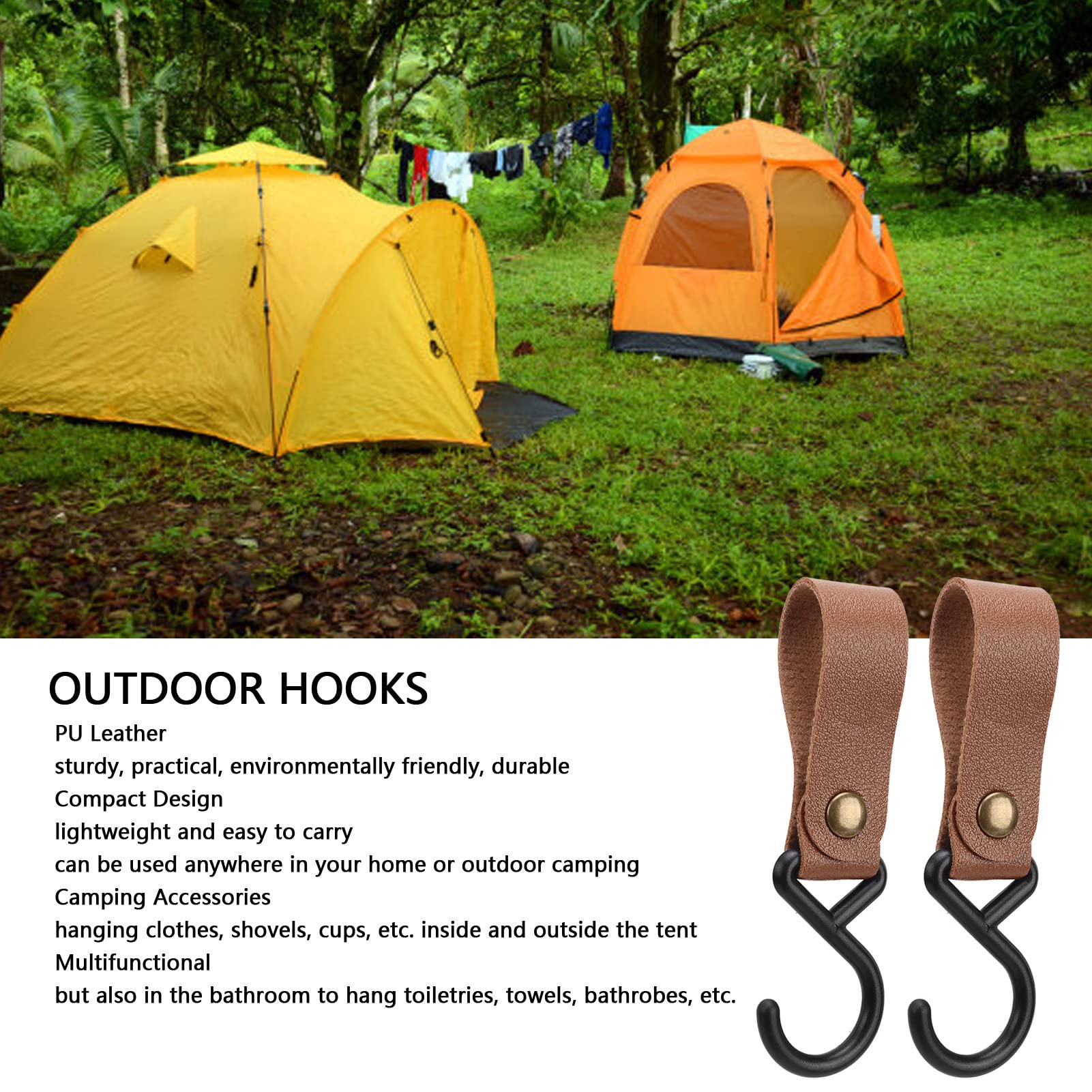 15Pcs Leather S Hooks, Rustic Brown Leather S Hooks Metal S Shaped Hooks for Hanging High Strength Multifunctional Portable S Hangers for Outdoor Camping(brown)