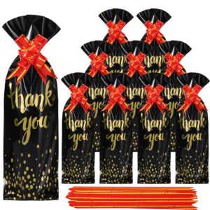 teling 100 pcs wine gift bags for wine bottles thank you wine bags cellophane gift bag set gold foil red wine bottle covers 50 pcs wine wrapping bags and 50 pcs pull bows for holiday birthday party