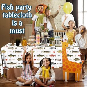 Juweked 3 Pieces Fishing Table Cloth,Under The Sea Party Decorations Waterproof Plastic Gone Fishing Theme Table Cover for Little Fisherman Decorations,Fishing Party Supplies - 70.8×42.5inch