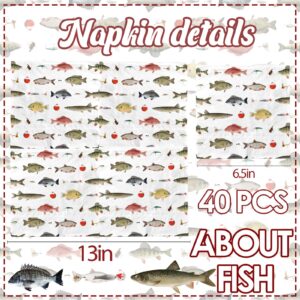 Fish Birthday Party Decorations - 40Pcs Gone Fishing Party Napkins Disposable Fish Theme Napkins for Boy Girl Baby Shower,Under The sea,Gone Fishing Birthday Party Supplie…