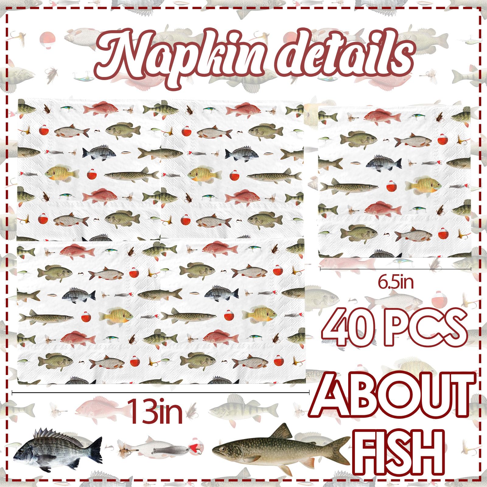 Fish Birthday Party Decorations - 40Pcs Gone Fishing Party Napkins Disposable Fish Theme Napkins for Boy Girl Baby Shower,Under The sea,Gone Fishing Birthday Party Supplie…