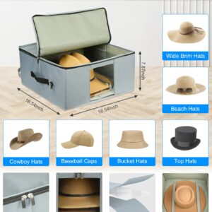 Allgawise Hat Storage Box - Upgrade Stackable Hat Organizer Bag Container for Closet, Foldable Hat Travel Box for Women, Cowboy Hat Box for Men