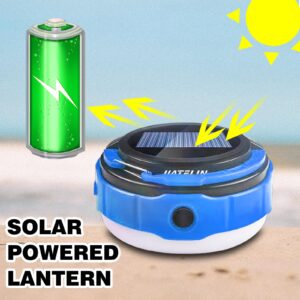 JIATELIN LED Rechargeable Camping Latern -Blue Solar Power Tent Light with 7 Light Modes, Power Bank, USB Charger Outdoor, Hiking, Home and Powered Emergency Failure Hurricane Hanging