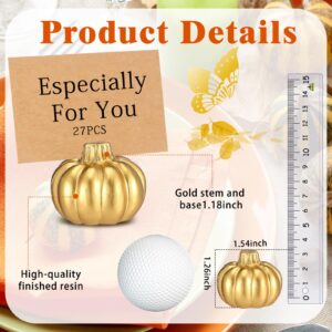 Barydat 27 Pcs Thanksgiving Mini Gold Pumpkin Place Card Holder Pumpkin Name Card Holder Fall Table Number Holders for Thanksgiving Decor Fall Themed Wedding Bridal Brunches Party Decorations