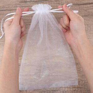 Anwyll White Organza Bags,7x9 Inch Sheer Bags Drawstring,50 Pcs Jewelry Gift Bags, Mesh Bags Drawstring Gift Bags,Jewelry Pouches for Party,Wedding Favors,Baby Shower,Gift Wrapping Candy Supply