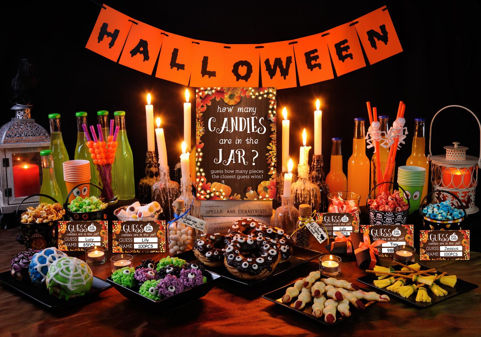 FaCraft Guess How Many Candies Are in the Jar 50PCS Fall Pumpkin Baby Shower Candies Guessing Game Cards for Thanksgiving Fall Halloween Bridal Shower Baby Shower Party Game Favor Supplies Decorations