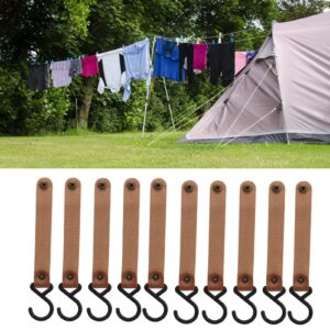 15Pcs Leather S Hooks, Rustic Brown Leather S Hooks Metal S Shaped Hooks for Hanging High Strength Multifunctional Portable S Hangers for Outdoor Camping(brown)