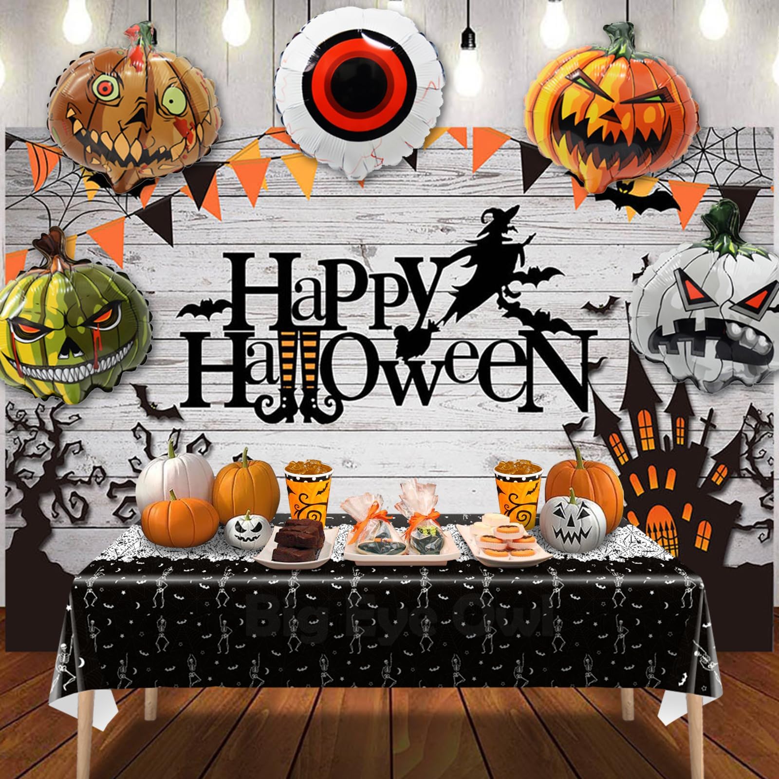 3 Pcs Disposable Halloween Skeleton Skull Tablecloth Plastic Black Rectangle Vinyl Table Cloths for Birthday Party Decoration Supplies Spider Web Scary Bat Table Cover