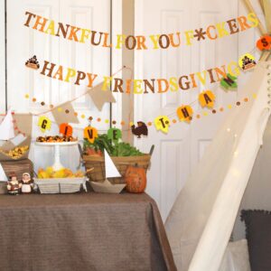 Happy Friendsgiving Banner,Thankful for You Banner,Friendsgiving Decorations,Thanksgiving Decorations Banner, Friendsgiving Party Decorations