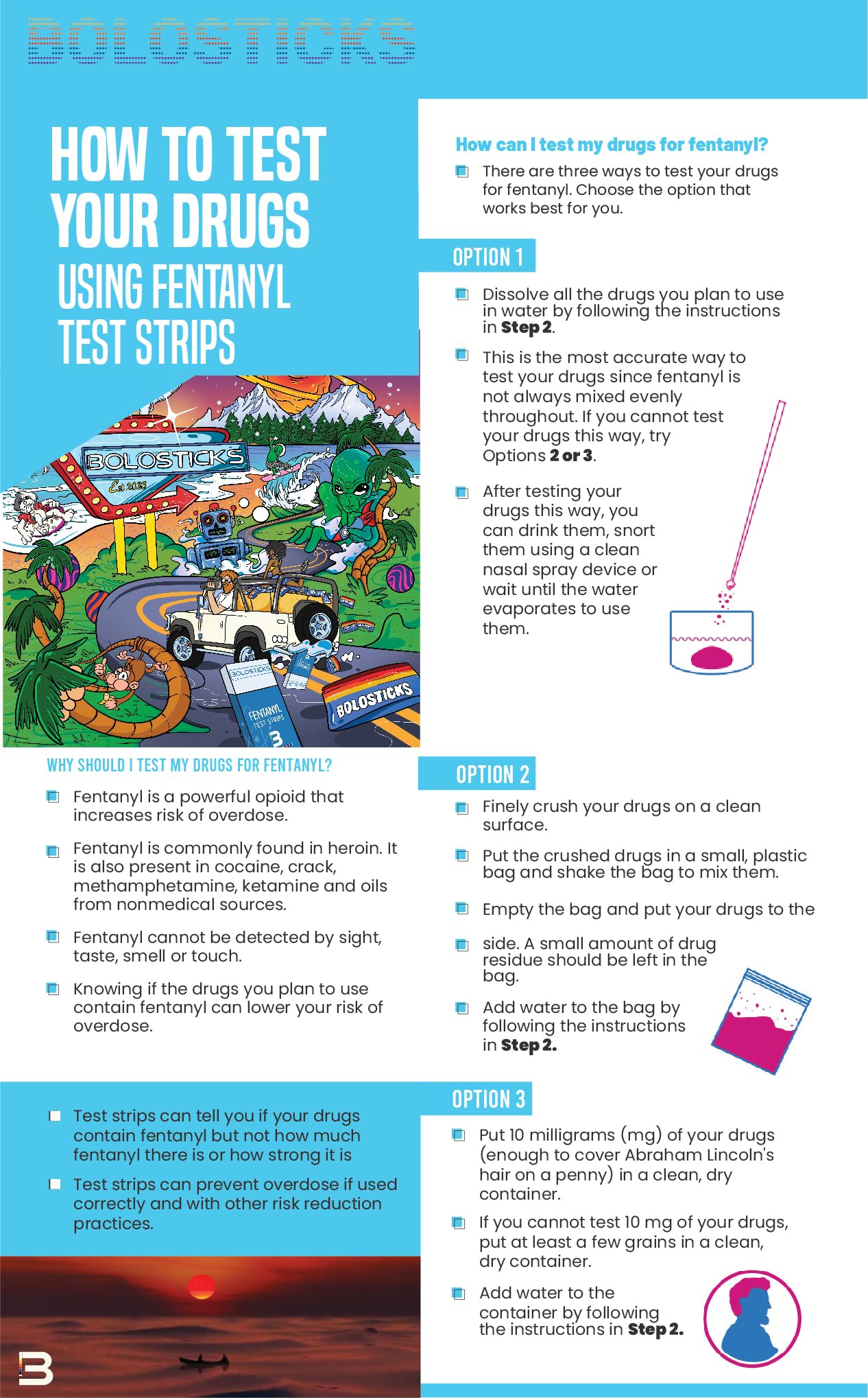 Fentanyl Test Strip Kit - Art Filled, Compact & Festival Ready - Rapid Test Strips, Testing Surface, Test Tube, Sample Scraper, and Info Booklet (Travelsize 3pcs)