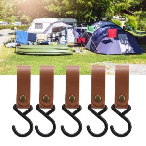 15Pcs Leather S Hooks, Rustic Brown Leather S Hooks Metal S Shaped Hooks for Hanging High Strength Multifunctional Portable S Hangers for Outdoor Camping(brown)