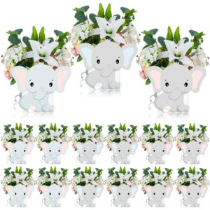 hushee 12 sets animal baby shower centerpieces for tables elephant bear baby shower table decorations 3d baby shower boxes for boys girls birthday gender reveal tea party supplies(elephant)