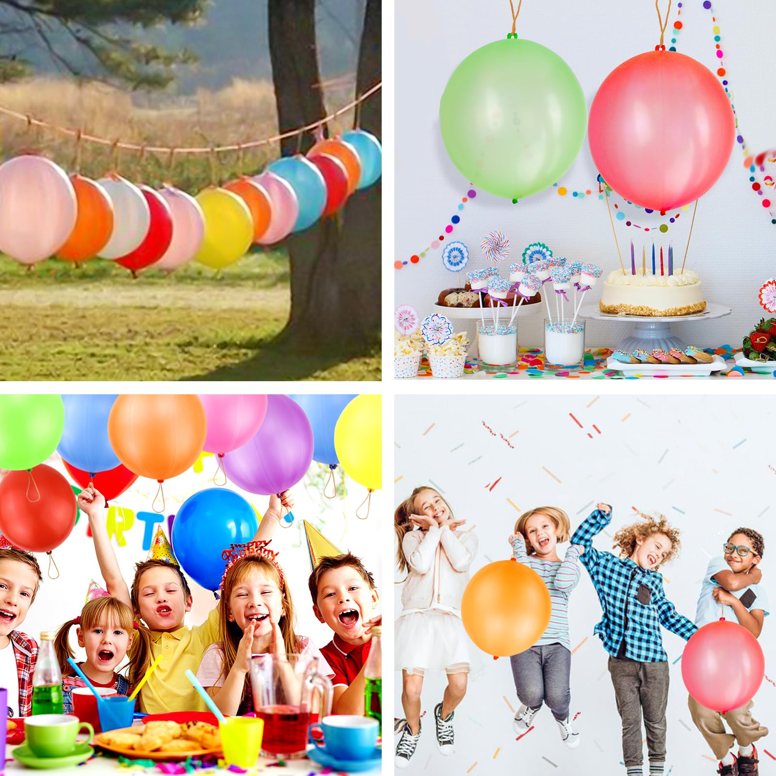 RUBFAC 12 Punch Balloons Punching Balloon Heavy Duty Party Favors For Kids, Bounce Balloons with Rubber Band Handle for Birthday Party