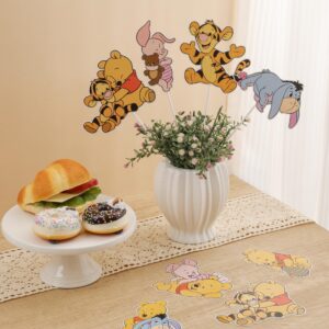 24PCS Winnie Party Decorations,Centerpieces Decorations Stick Table Toppers For Birthday Party Supplies Decor Table Toppers