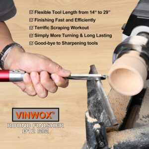 VINWOX 8 PCS Carbide Wood Lathe Turning Tool Set, Carbide Lathe Turning Tool, Including Swan Neck Hollower, Rougher, Finisher, Detailer, Pen Turning tools, Aluminum Alloy Handles from 14" to 29"