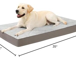 KSIIA Orthopedic Crate Bed - Plush Washable Dog Bed with Egg Crate Foam and Removable Cover, 35 x 22 Inch, Gray